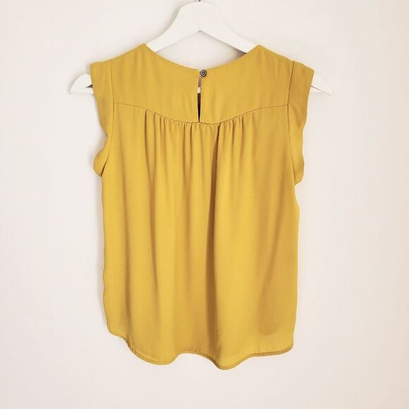 Loft Mustard Ruffle Top Size XSP - Picture 2 of 3